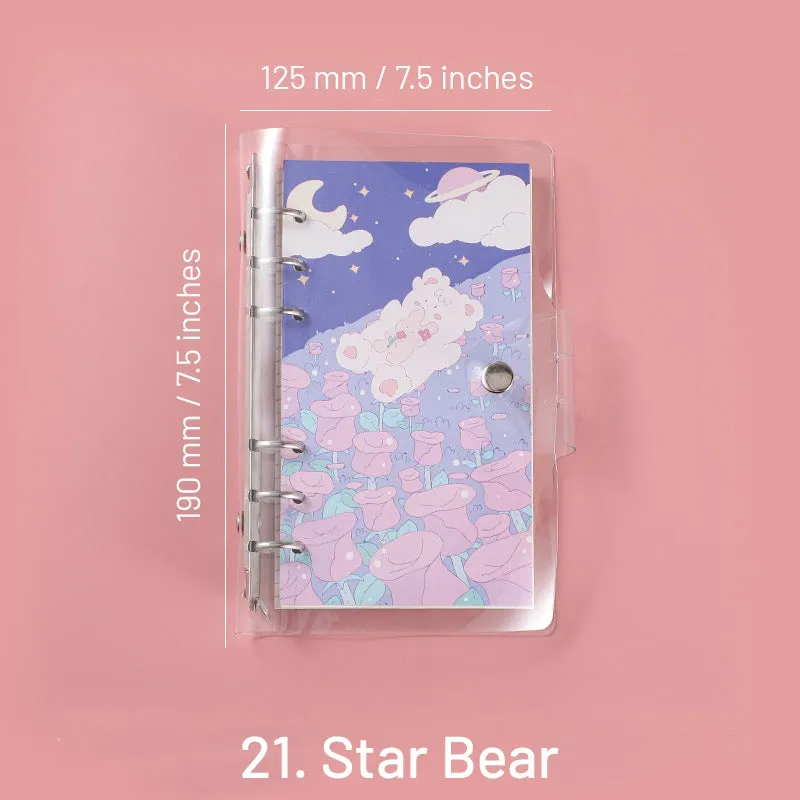 Cute Cartoon Transparent Cover Loose-Leaf Journal Notebook - 7.5 × 4.9 inches