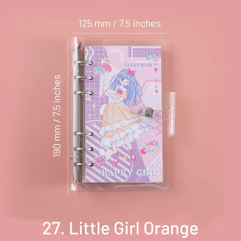 Cute Cartoon Transparent Cover Loose-Leaf Journal Notebook - 7.5 × 4.9 inches