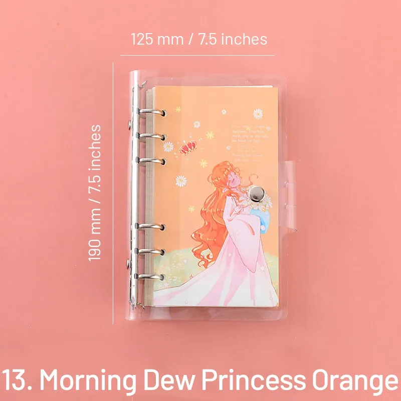 Cute Cartoon Transparent Cover Loose-Leaf Journal Notebook - 7.5 × 4.9 inches