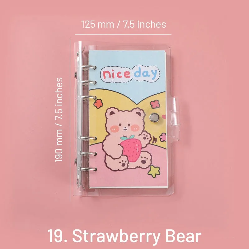 Cute Cartoon Transparent Cover Loose-Leaf Journal Notebook - 7.5 × 4.9 inches