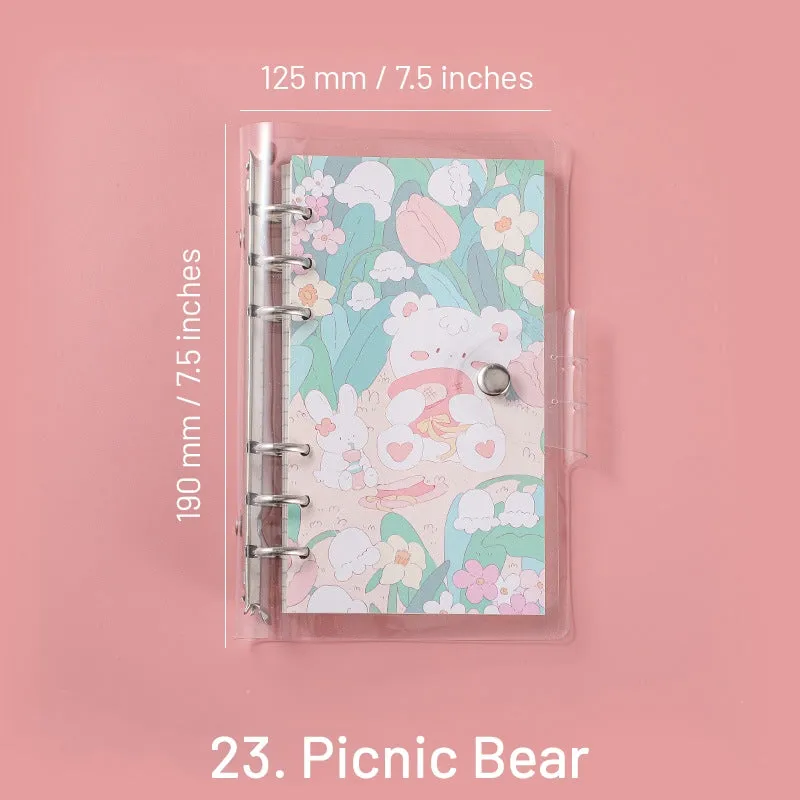 Cute Cartoon Transparent Cover Loose-Leaf Journal Notebook - 7.5 × 4.9 inches