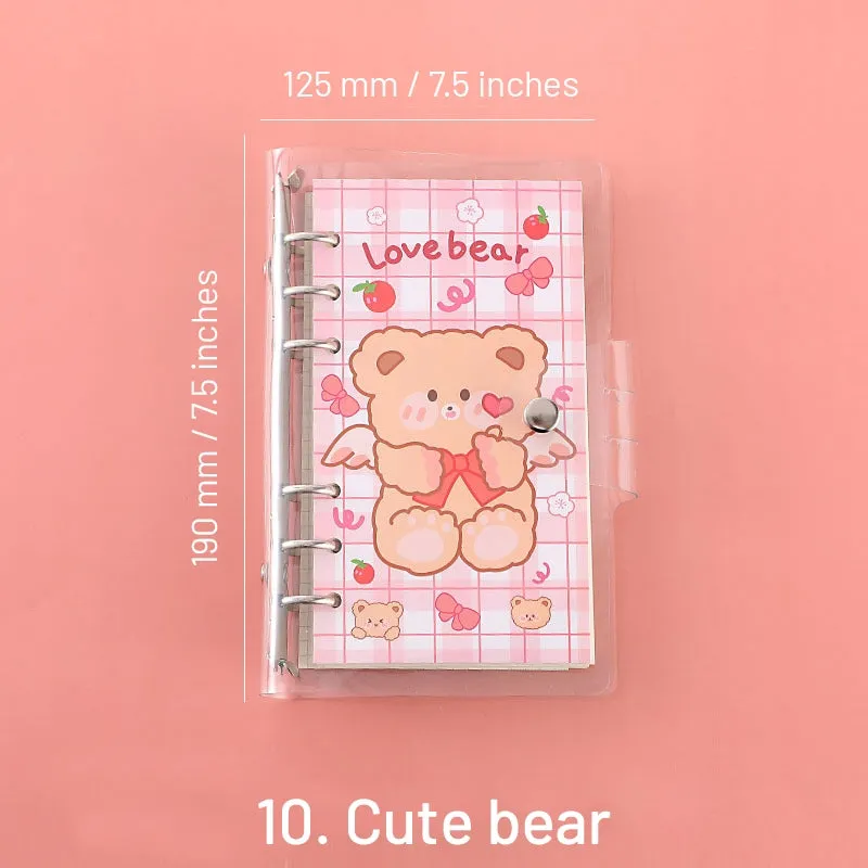 Cute Cartoon Transparent Cover Loose-Leaf Journal Notebook - 7.5 × 4.9 inches