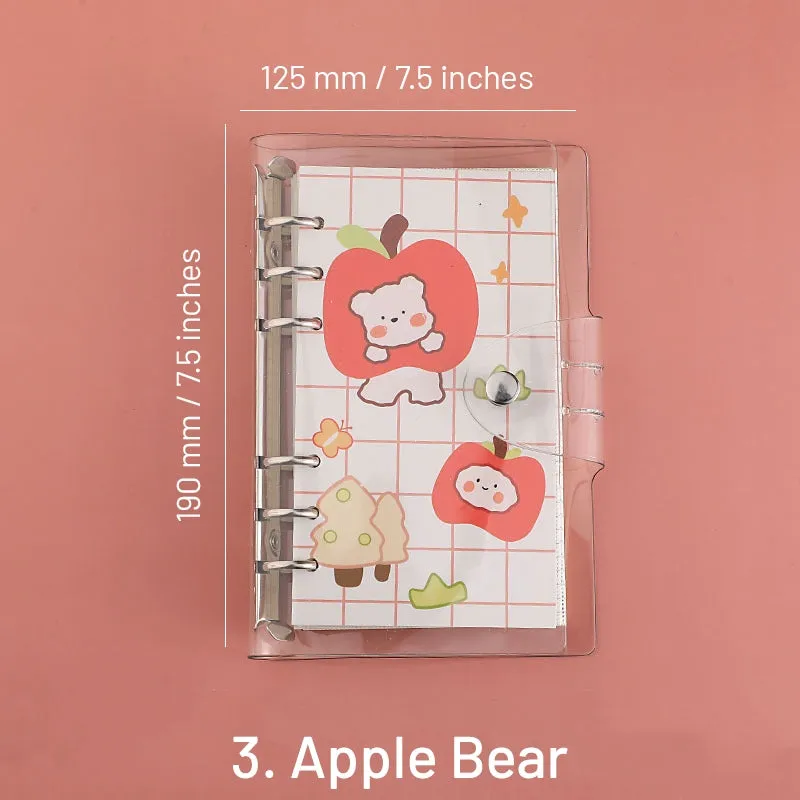 Cute Cartoon Transparent Cover Loose-Leaf Journal Notebook - 7.5 × 4.9 inches