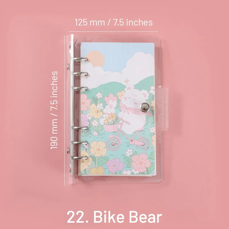 Cute Cartoon Transparent Cover Loose-Leaf Journal Notebook - 7.5 × 4.9 inches