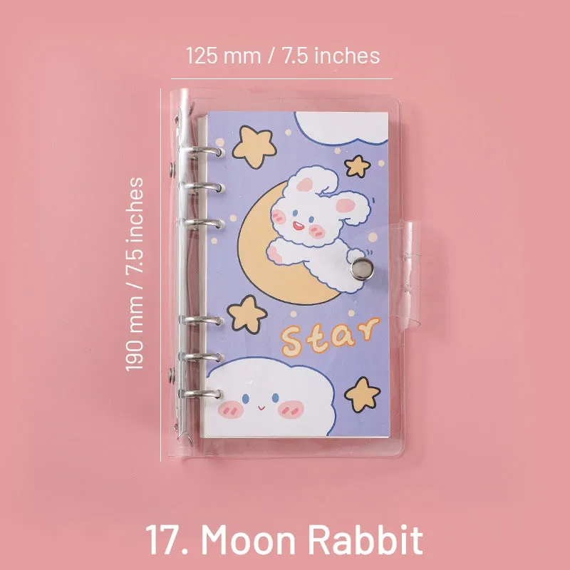 Cute Cartoon Transparent Cover Loose-Leaf Journal Notebook - 7.5 × 4.9 inches