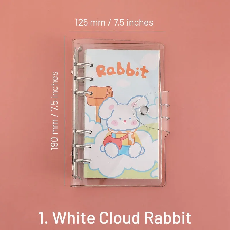 Cute Cartoon Transparent Cover Loose-Leaf Journal Notebook - 7.5 × 4.9 inches