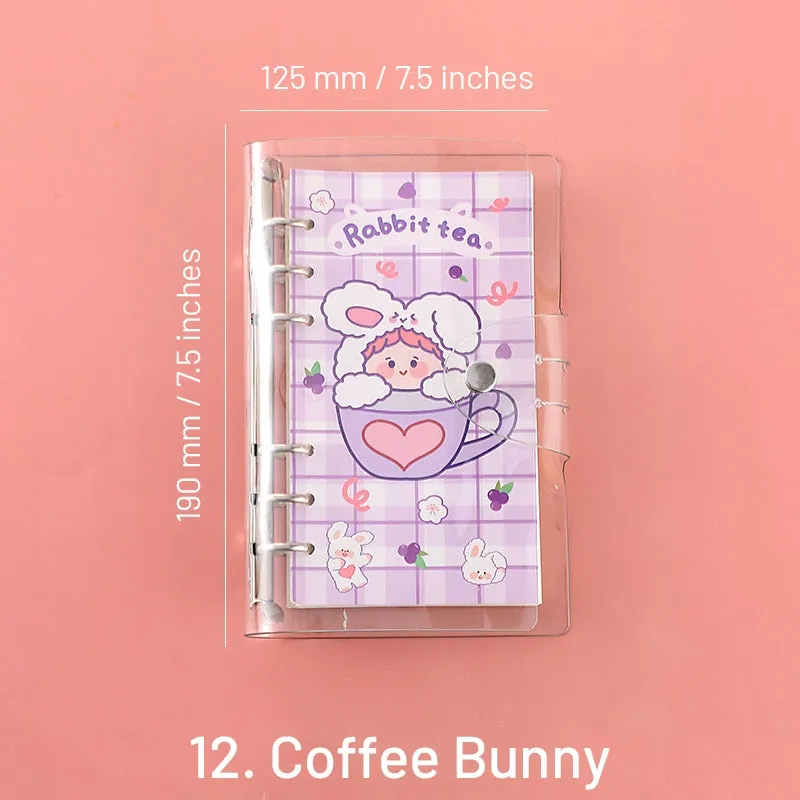 Cute Cartoon Transparent Cover Loose-Leaf Journal Notebook - 7.5 × 4.9 inches