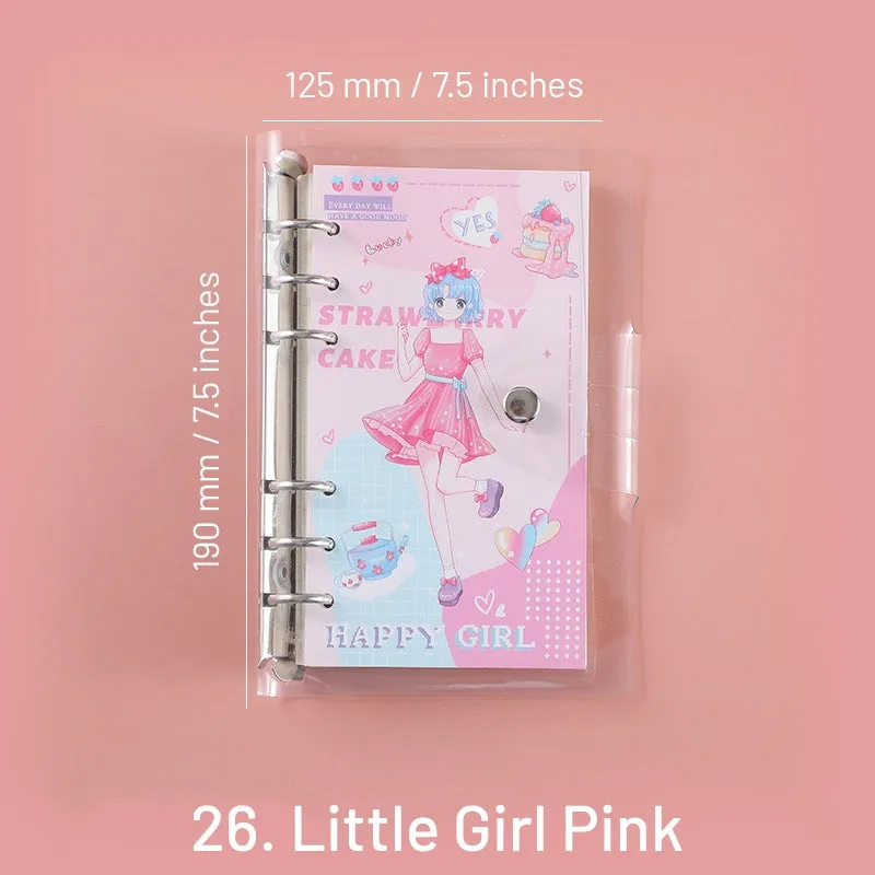 Cute Cartoon Transparent Cover Loose-Leaf Journal Notebook - 7.5 × 4.9 inches