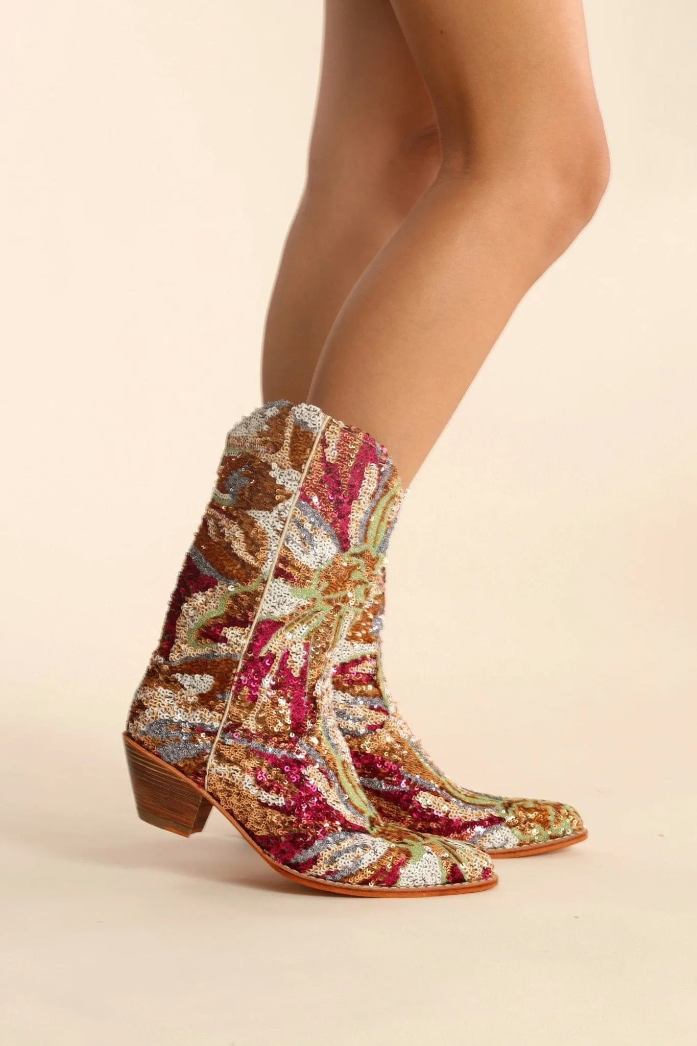 EMBROIDERED SEQUIN WESTERN BOOTS SINA