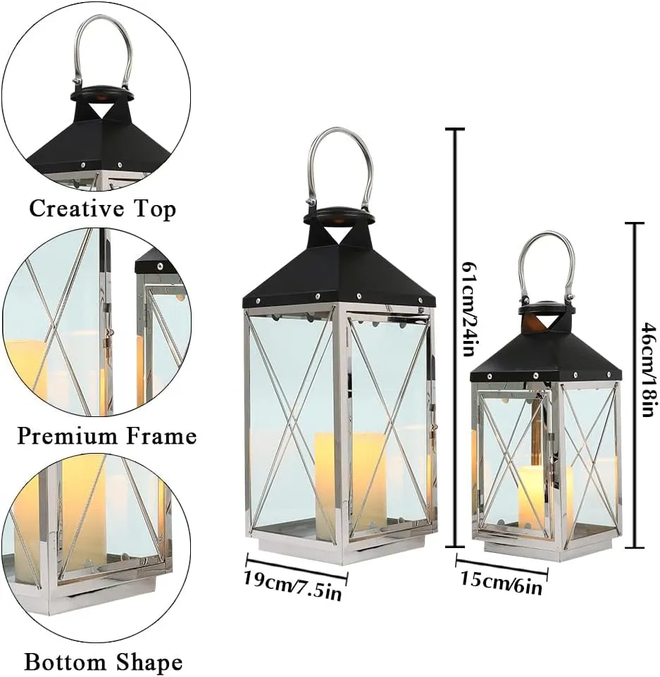 Farmhouse Metal Lanterns with Glass