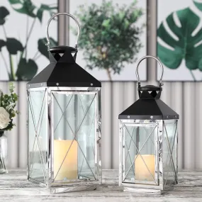 Farmhouse Metal Lanterns with Glass