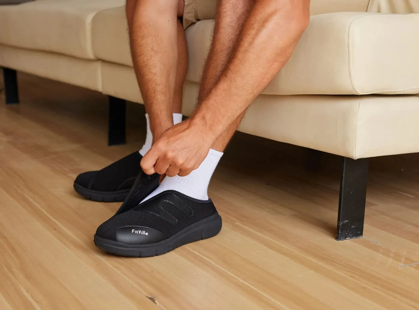 FitVille Men's EasyTop Diabetic Slipper V5