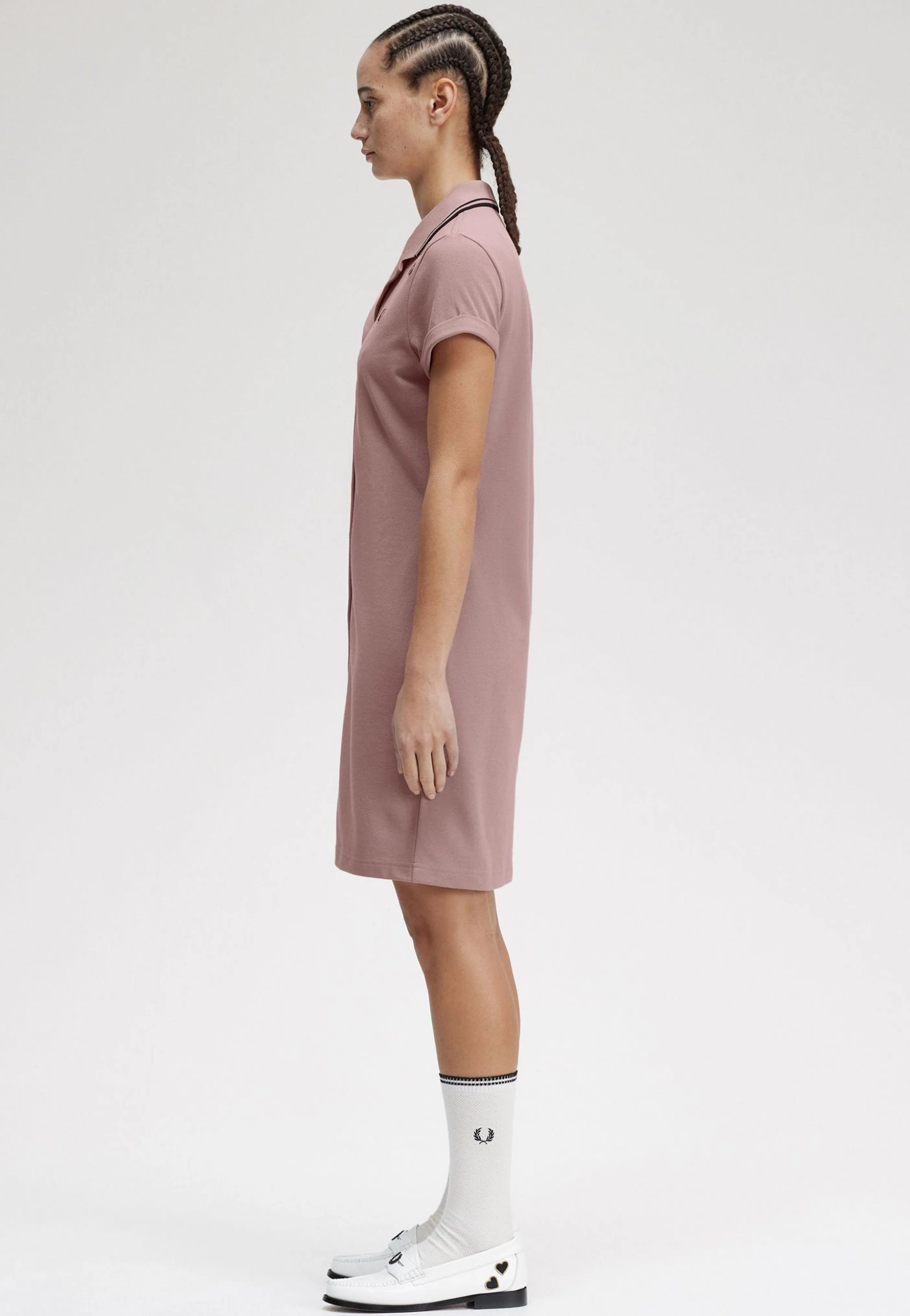 Fred Perry x Amy Winehouse - Button Thru Pique Shirt Dusty Rose Pink - Dress