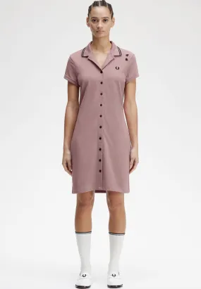 Fred Perry x Amy Winehouse - Button Thru Pique Shirt Dusty Rose Pink - Dress