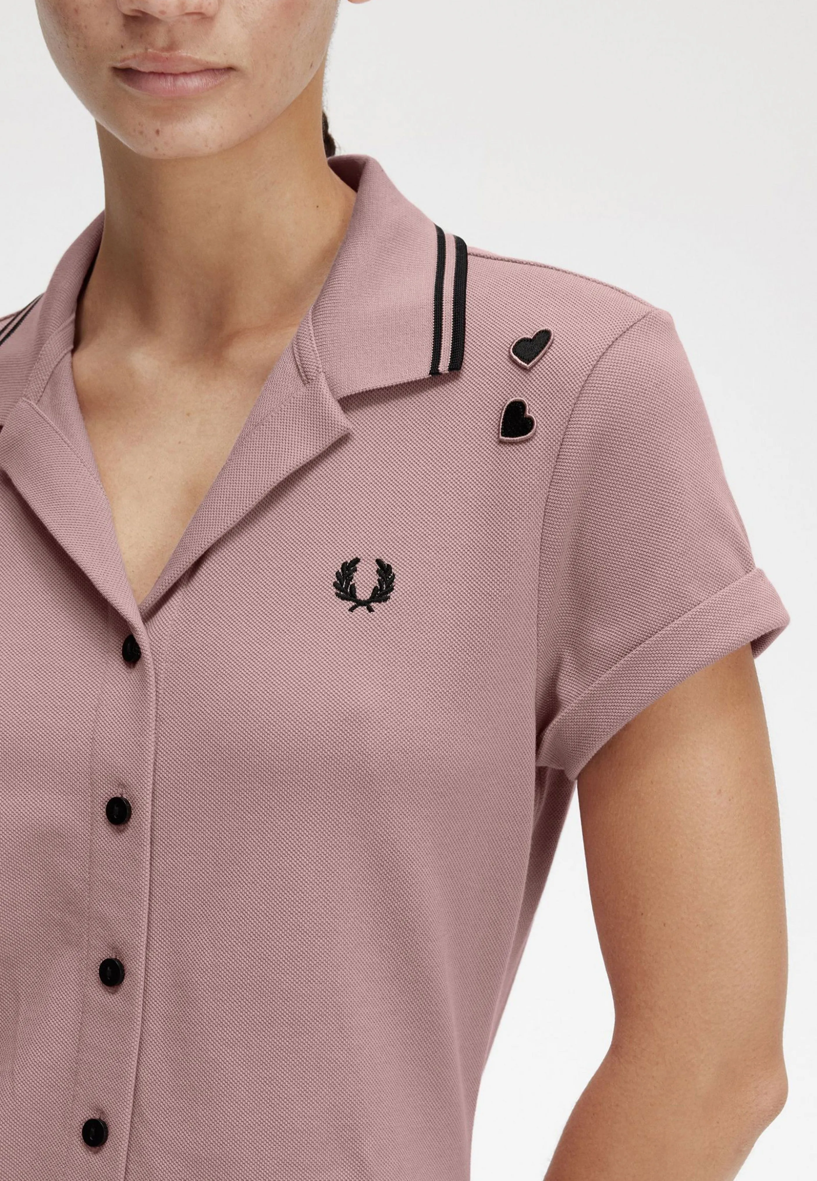 Fred Perry x Amy Winehouse - Button Thru Pique Shirt Dusty Rose Pink - Dress