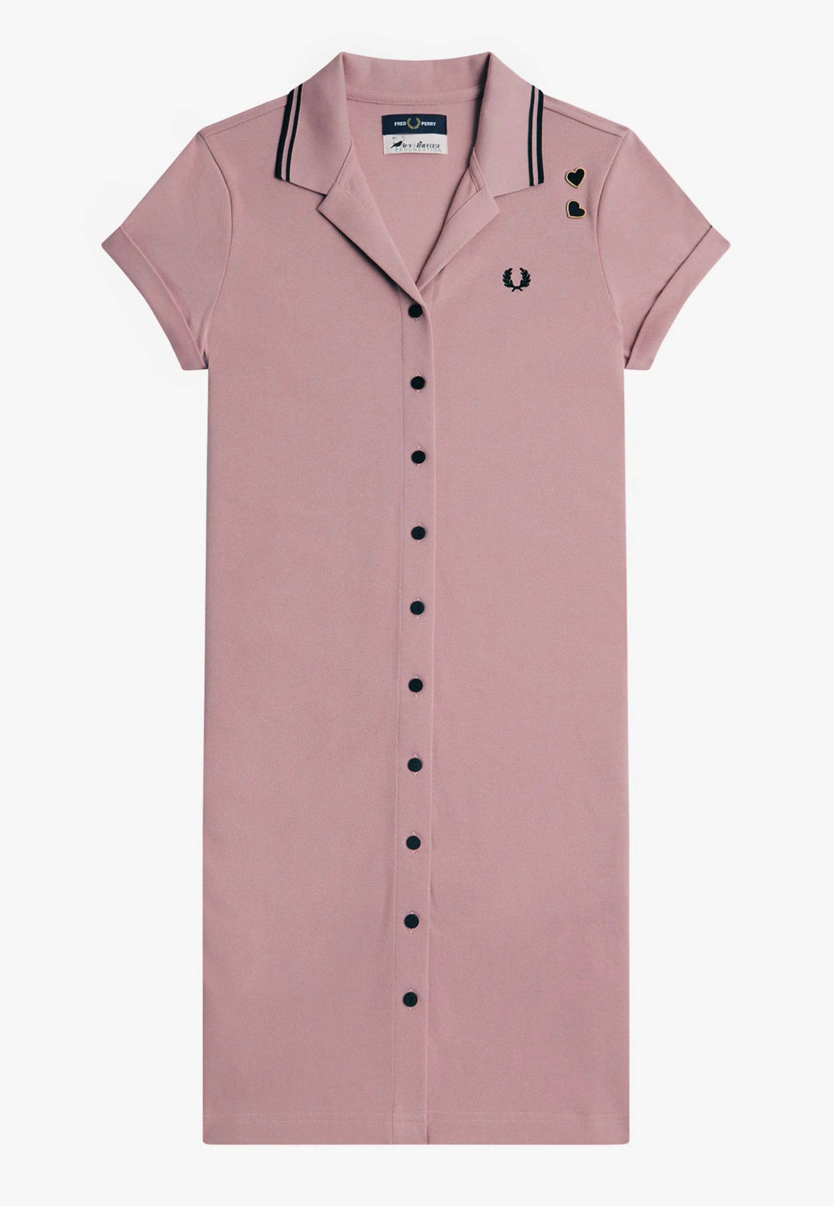 Fred Perry x Amy Winehouse - Button Thru Pique Shirt Dusty Rose Pink - Dress