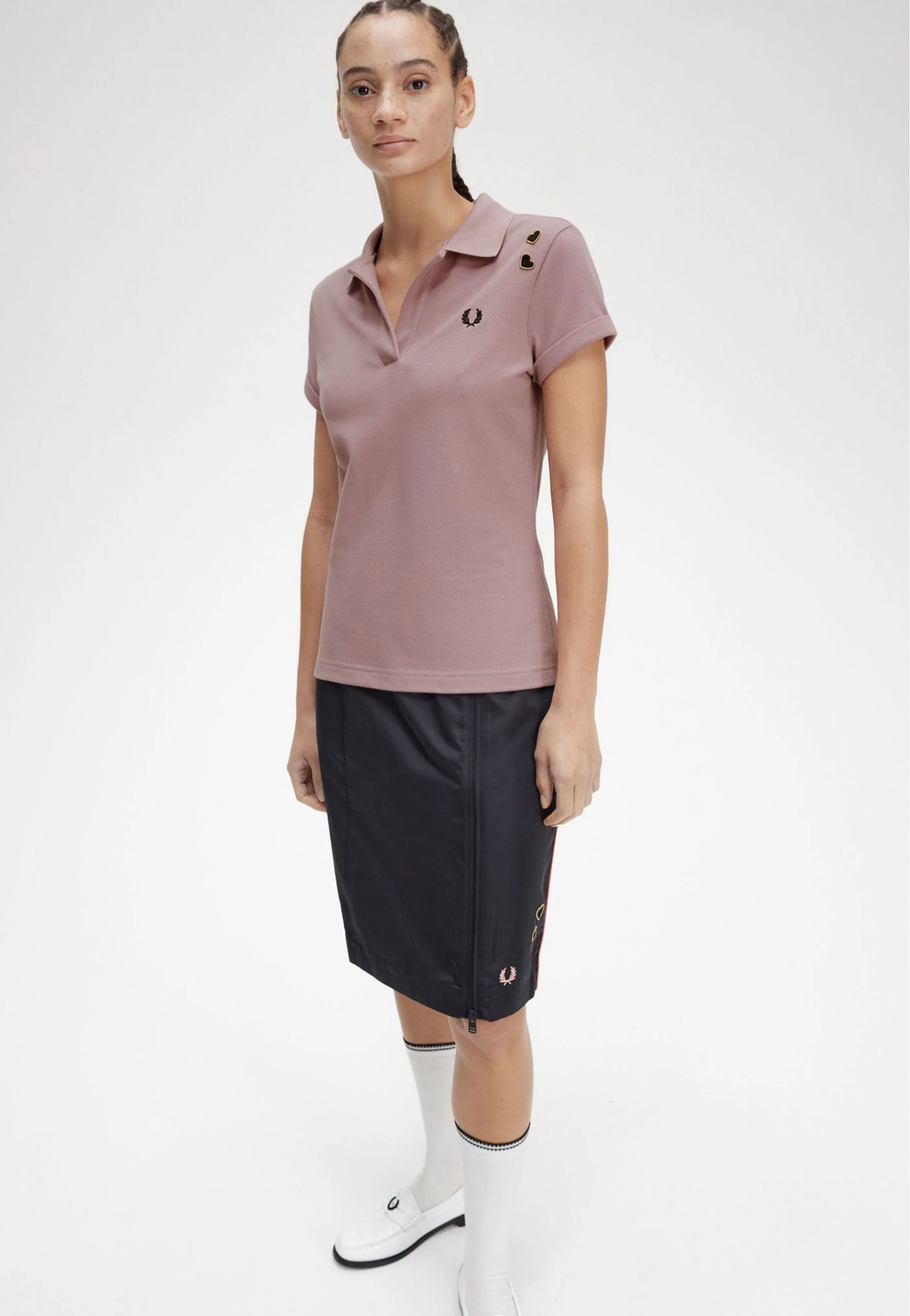 Fred Perry x Amy Winehouse - Open Collar Pique Dusty Rose Pink - Polo