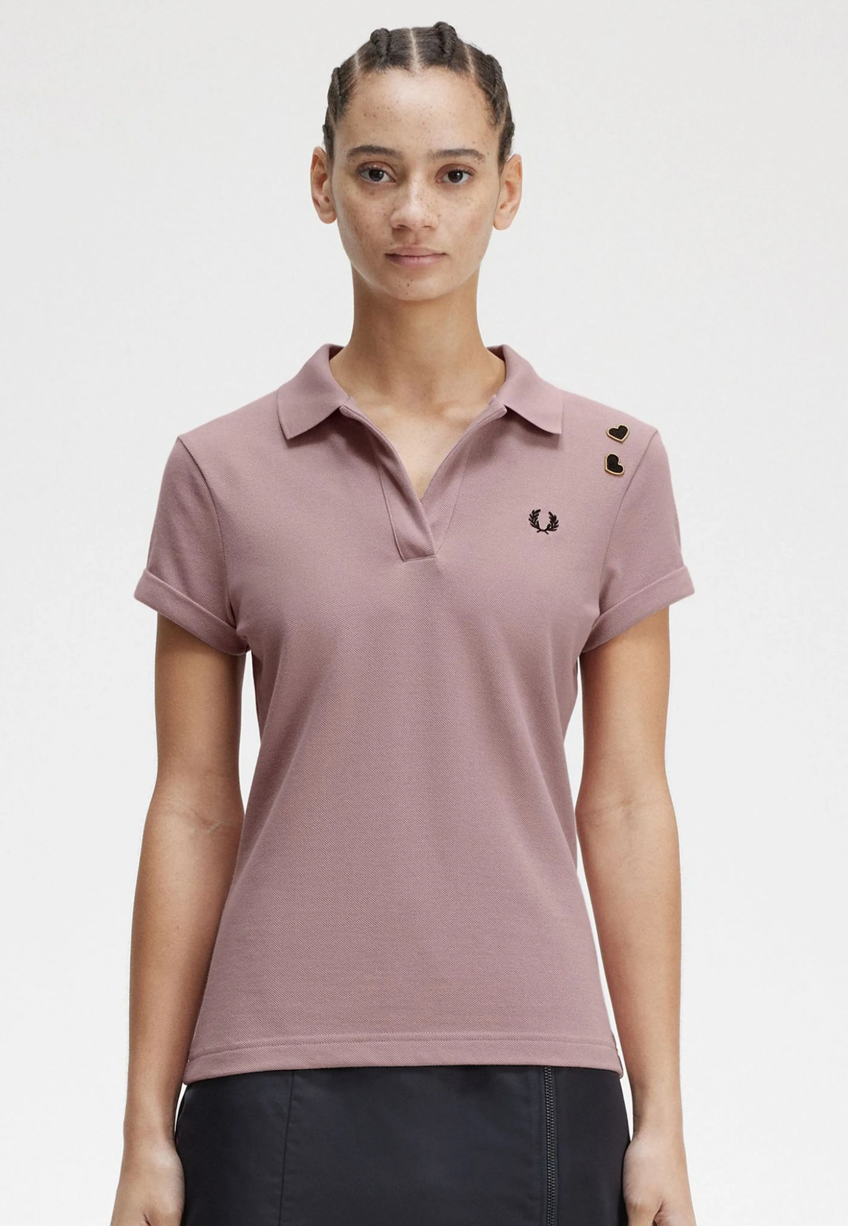 Fred Perry x Amy Winehouse - Open Collar Pique Dusty Rose Pink - Polo