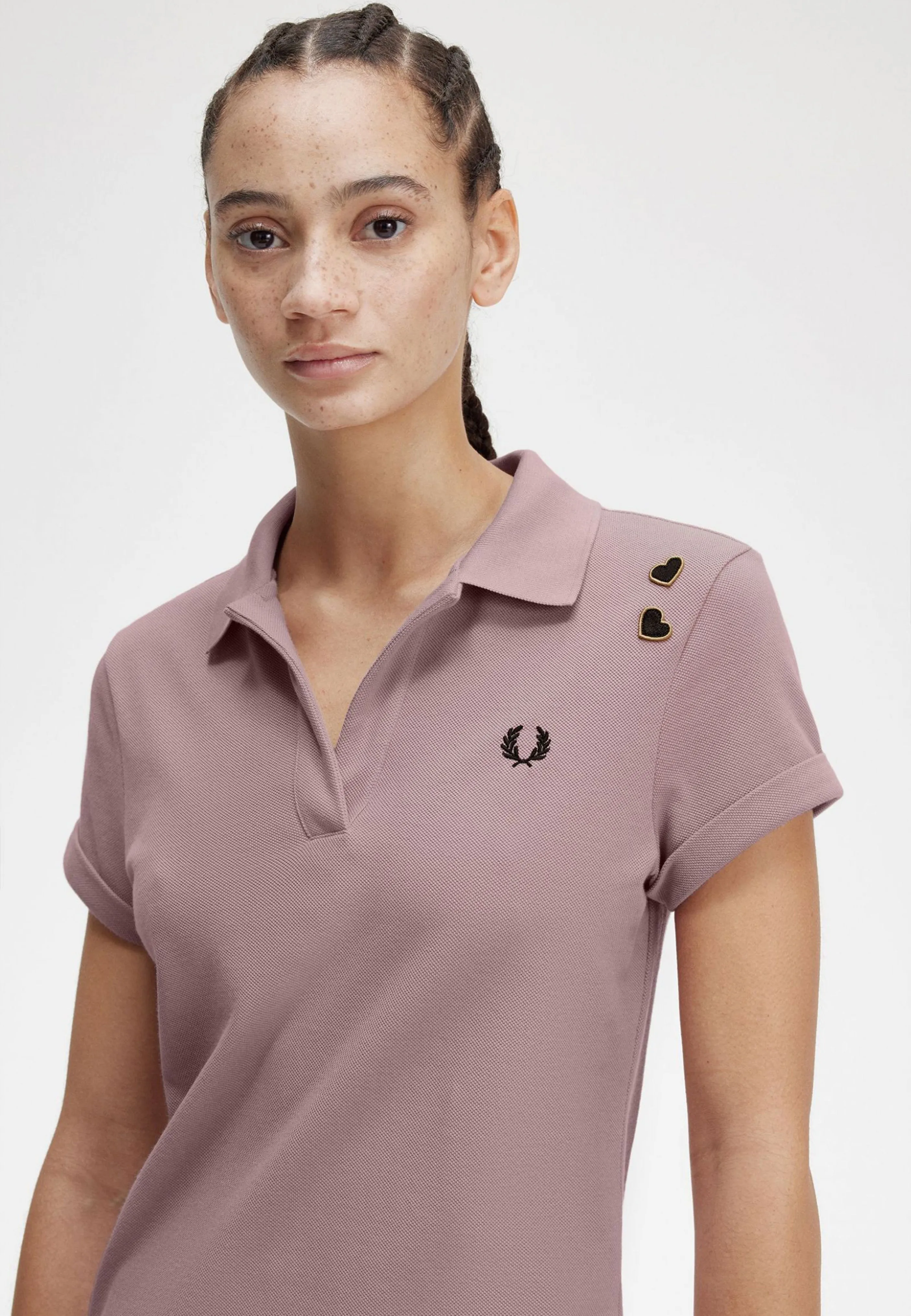 Fred Perry x Amy Winehouse - Open Collar Pique Dusty Rose Pink - Polo