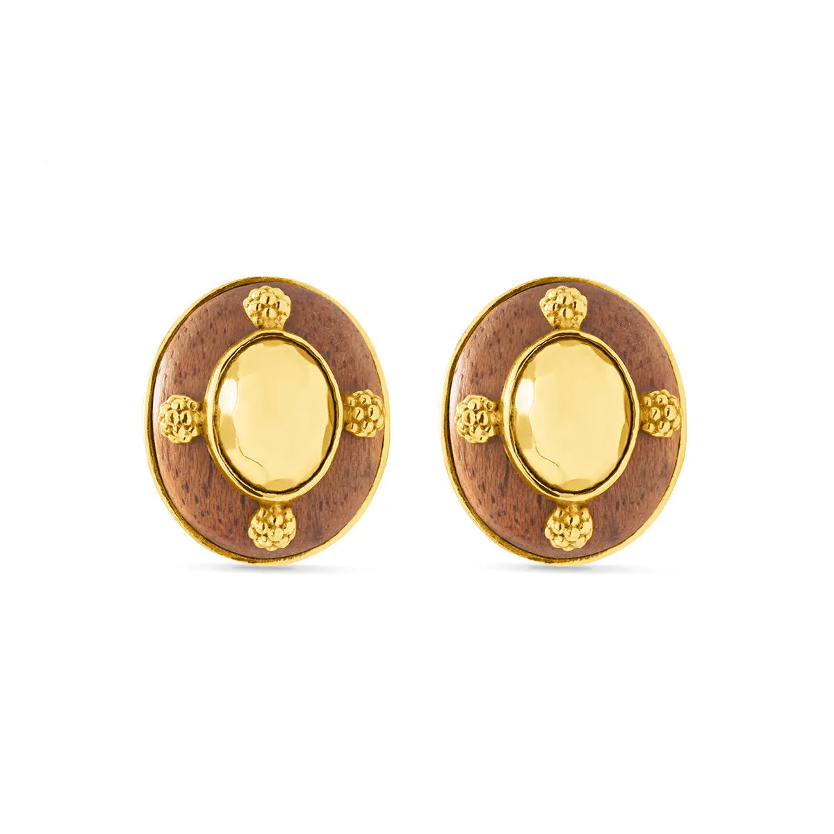 Gaia Oval Stud Earrings - Teak