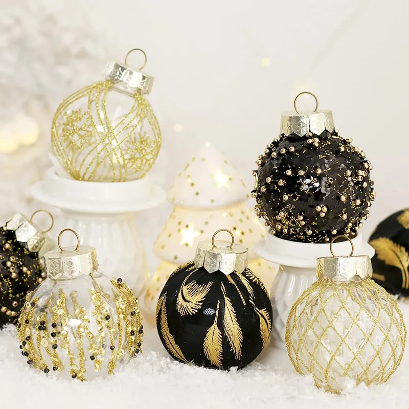 GARVEE 25Pcs 2.36 Inch Christmas Balls Ornaments for Xmas Christmas Tree Decor, Shatterproof Christmas Tree Decorations Hanging Baubles for Holiday Wedding Party, Black & Gold