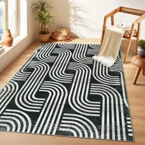 GARVEE Modern Washable Area Rug 4x6 - Arch Pattern, Non-Slip, Soft Polyester, Indoor Carpet for Living Room, Bedroom, Office, Easy Care