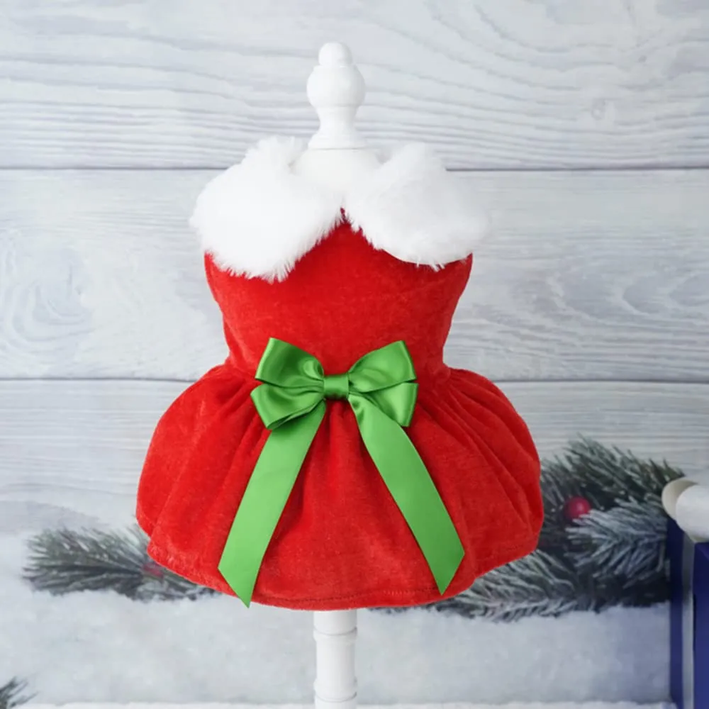 GARVEE Pet Christmas Fancy Princess Dress Cosplay Outfit Comfortable Soft Dress Up Skirt Pet Supplies Christmas Bow M