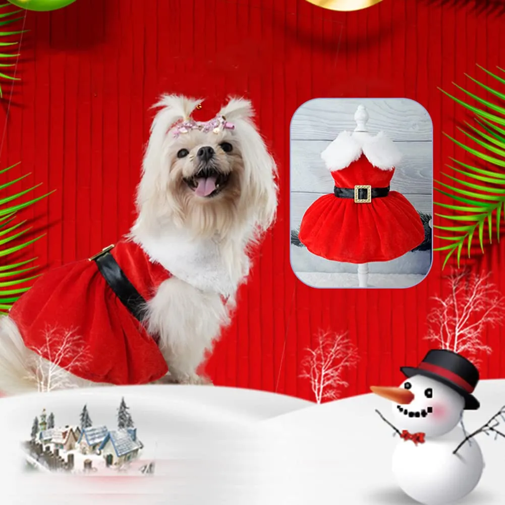 GARVEE Pet Christmas Fancy Princess Dress Cosplay Outfit Comfortable Soft Dress Up Skirt Pet Supplies Christmas Bow M