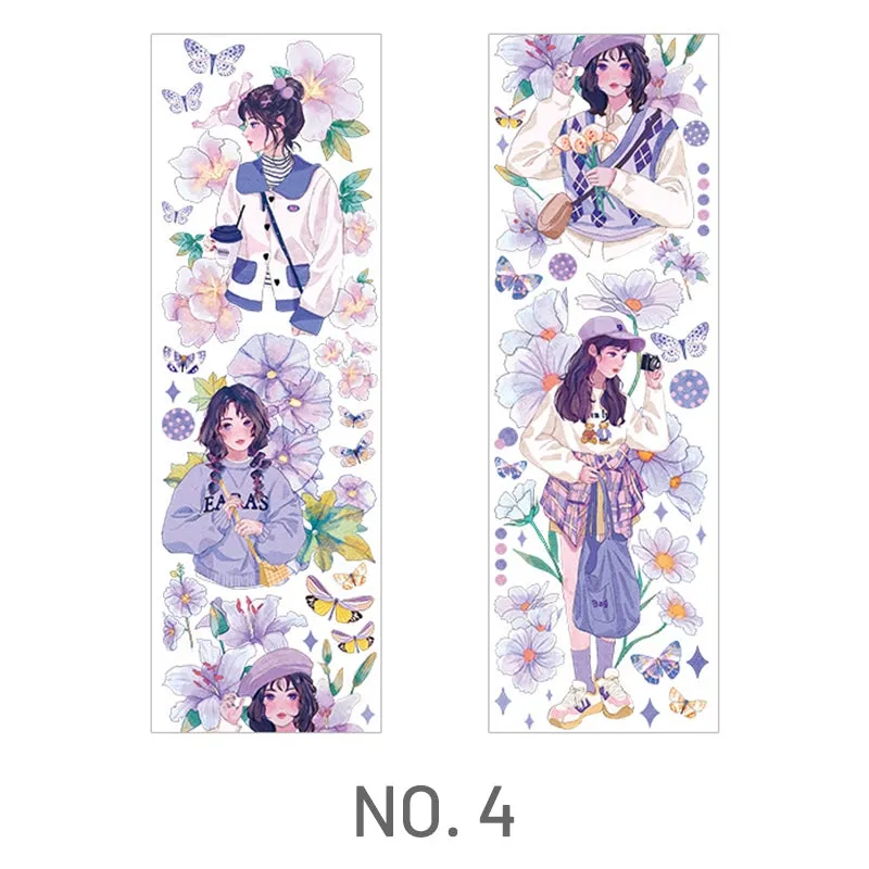 Girl and People Themed Purple Flower Clear Transparent Sticker