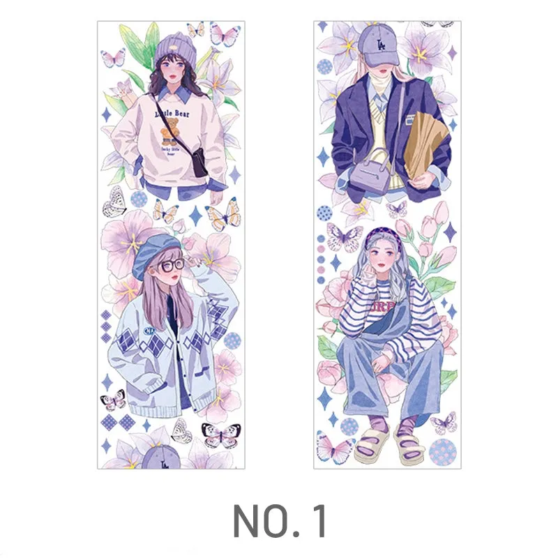 Girl and People Themed Purple Flower Clear Transparent Sticker