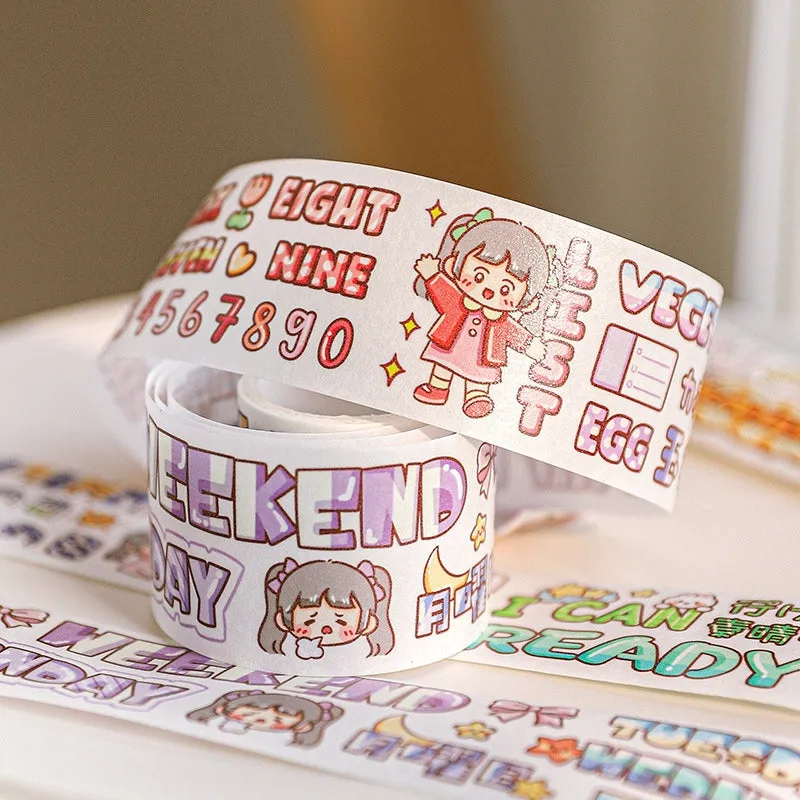 Girl and Words Kawaii Washi Tape