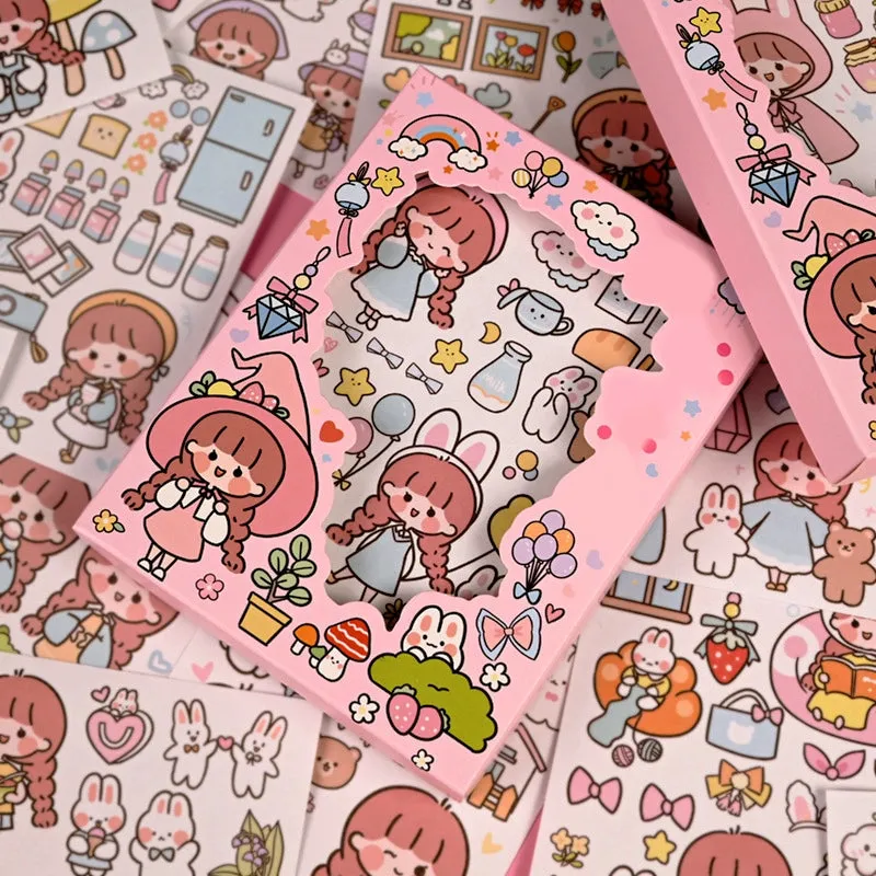 Girl Cute Cartoon Washi Sticker -People, Rabbit