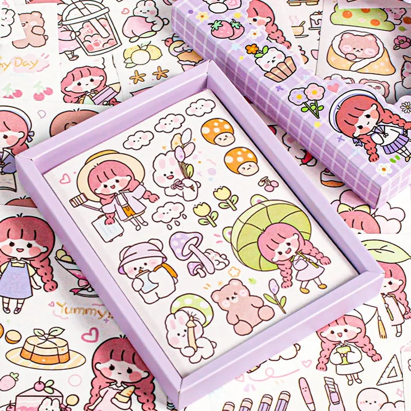 Girl Cute Cartoon Washi Sticker -People, Rabbit