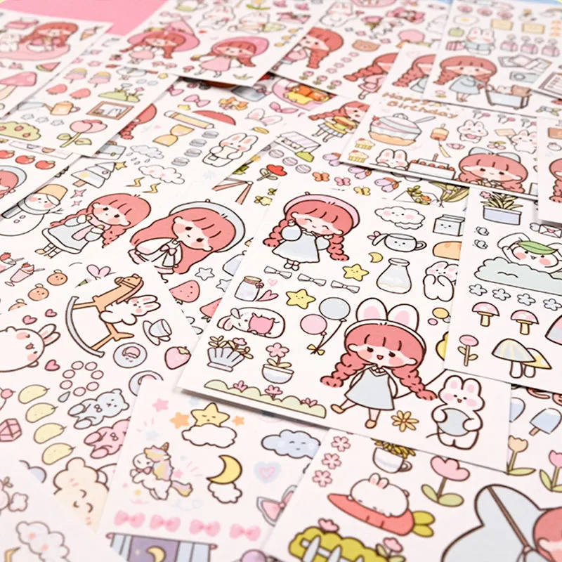 Girl Cute Cartoon Washi Sticker -People, Rabbit