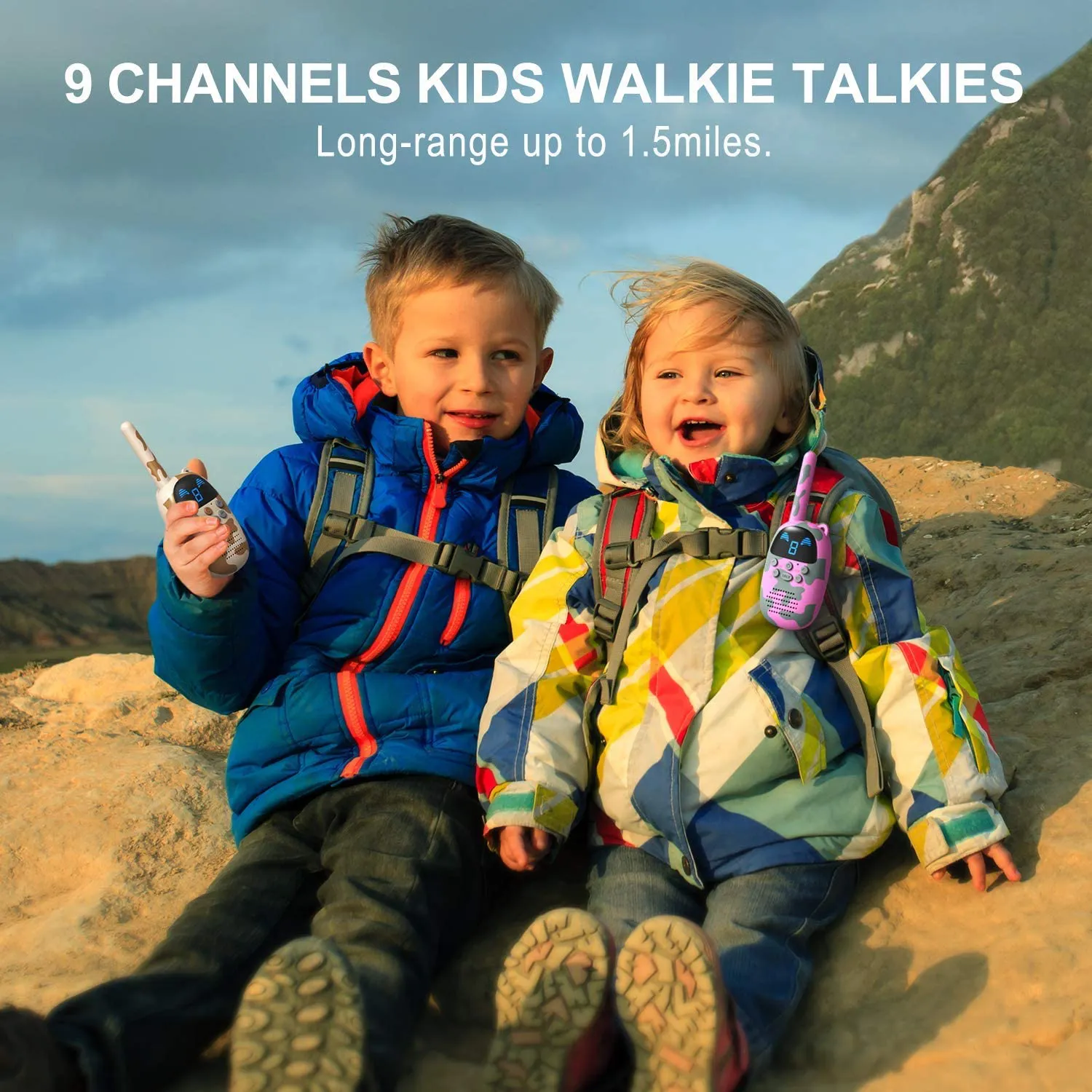 GOCOM Walkie Talkies for Kids, Kids Toys Handheld Child Gift Walky Talky, Two-Way Radio Boys & Girls Toys Age 3-12, for Indoor Outdoor Hiking Adventure Games 3 Pack