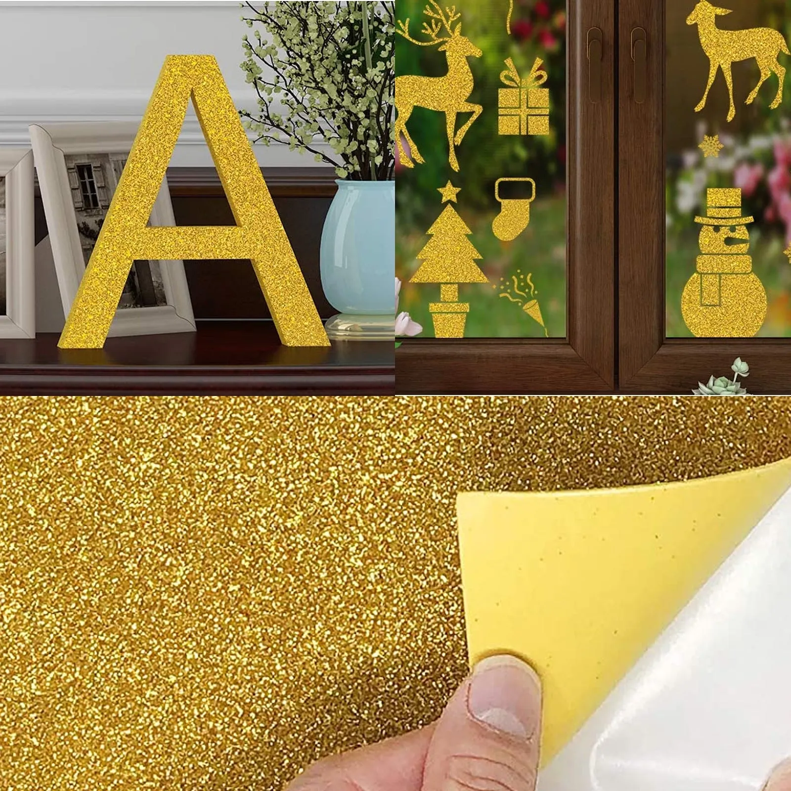 Gold and Silver Self-Adhesive A4 Glitter Paper for DIY Crafts 40 pcs