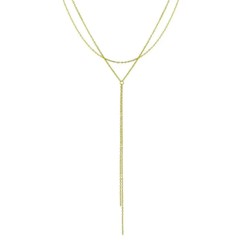 Gold Plated 925 Sterling Silver Dangling Chain Necklace