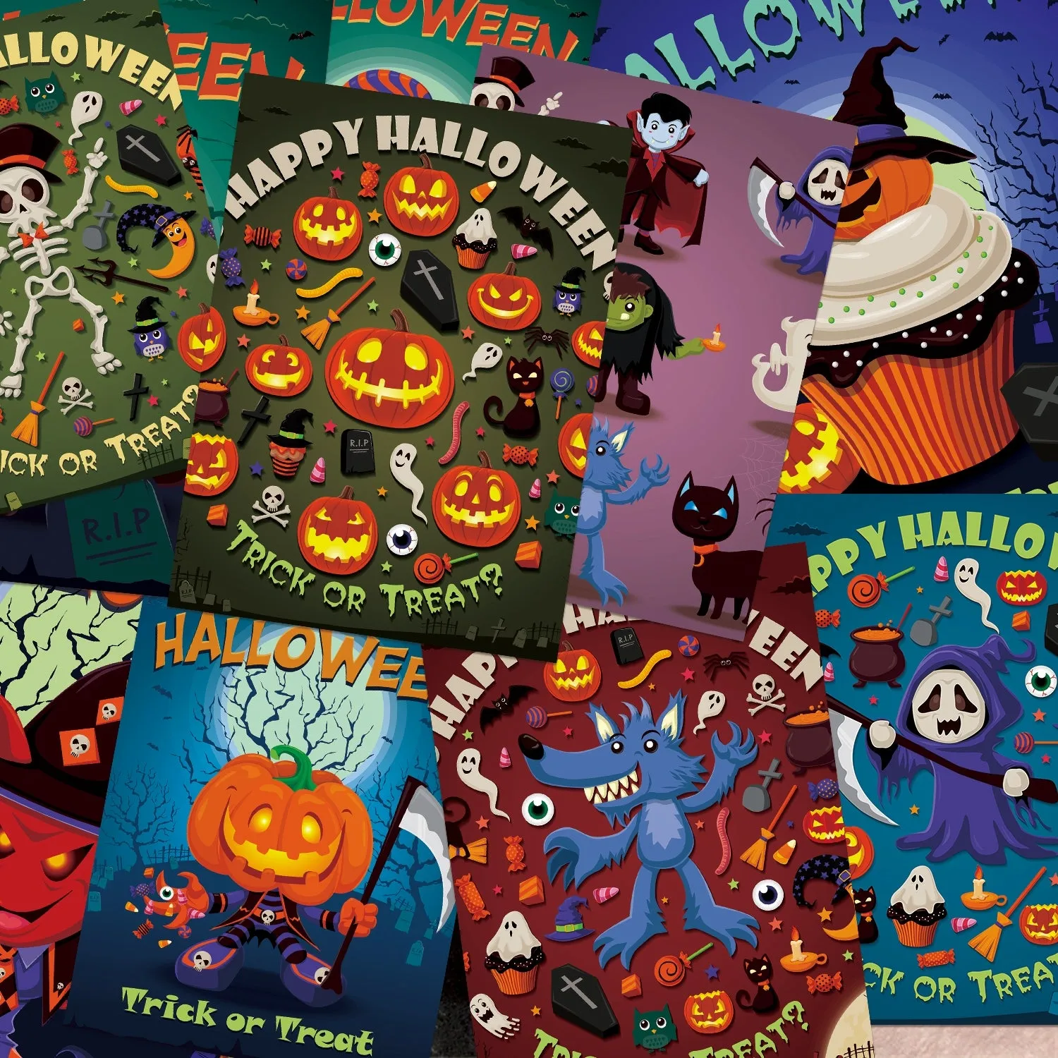 Halloween Cartoon Poster Scrapbook Paper