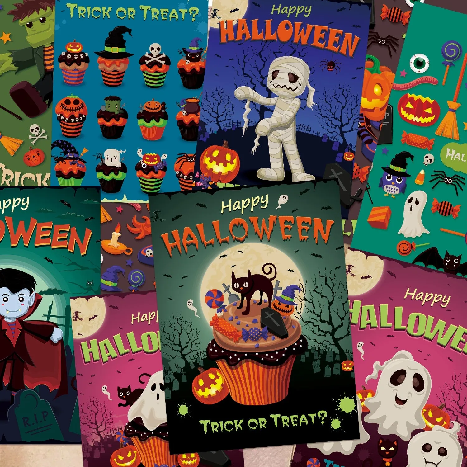 Halloween Cartoon Poster Scrapbook Paper