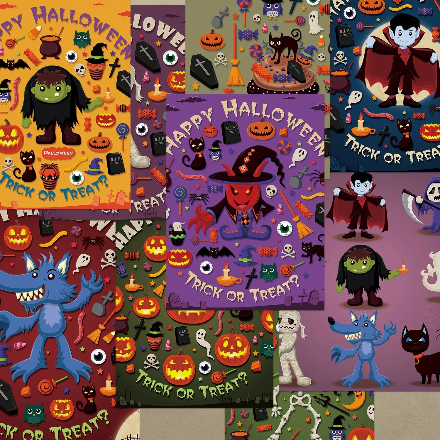 Halloween Cartoon Poster Scrapbook Paper