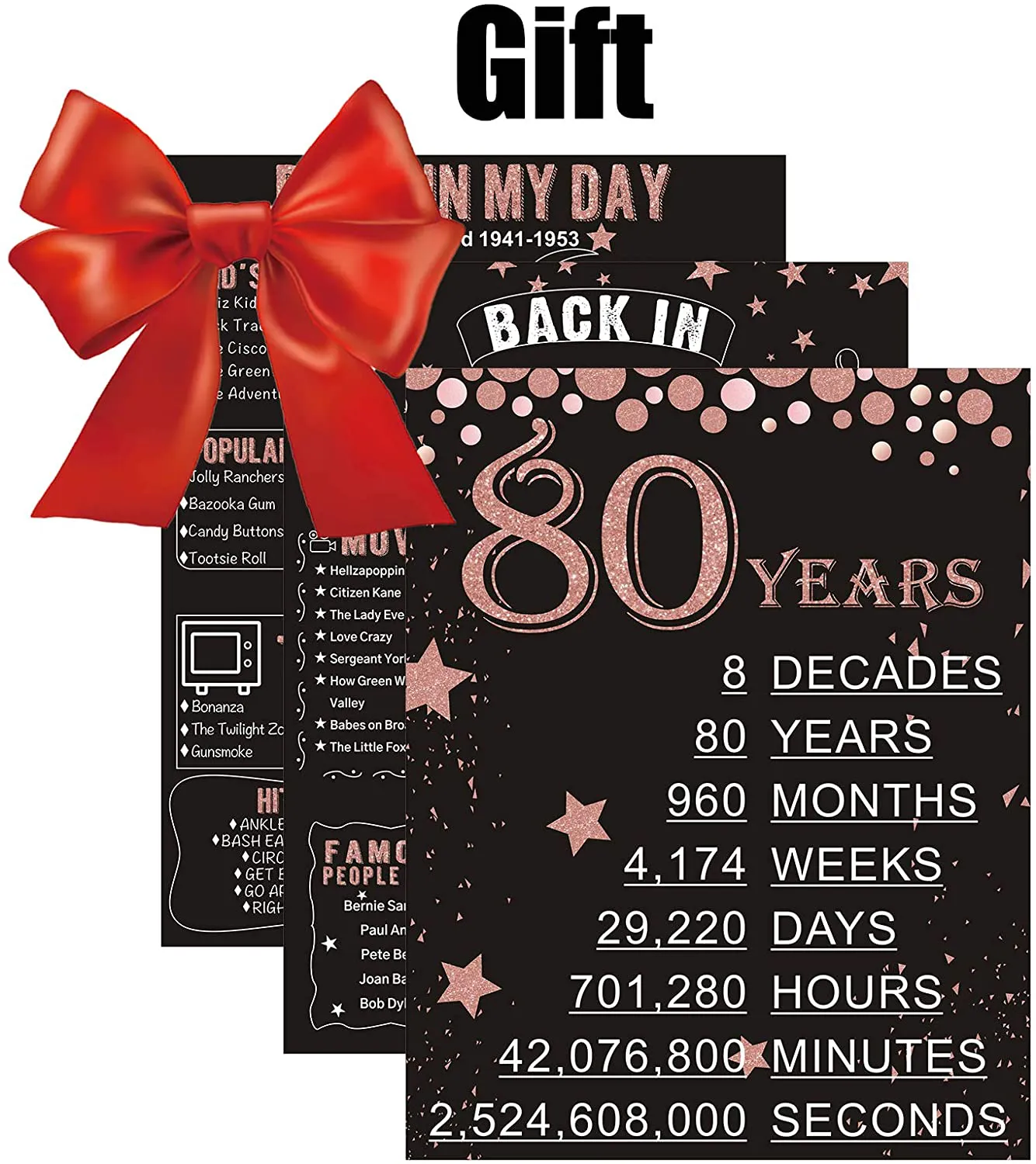 Homanga 70th Birthday Decorations for Women or Men, Rose Gold 3 Pieces 11”x 14” Back In 1951 Poster, 70 Years Party Wedding Anniversary Decoration Supplies, 70th Gifts for Women Her