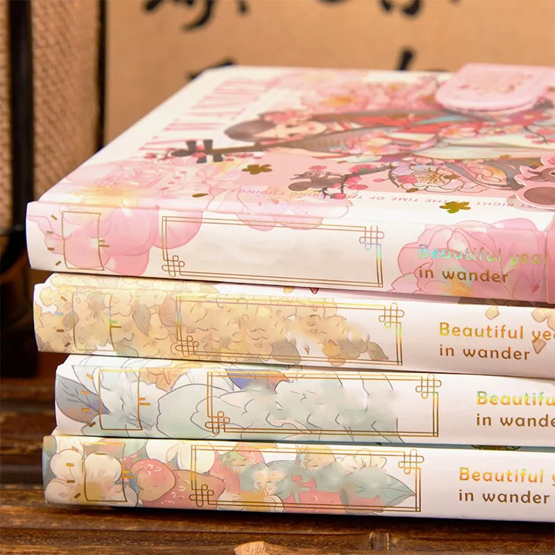 In Wander Series Antique Cute Girl Magnetic Buckle Diary Journal