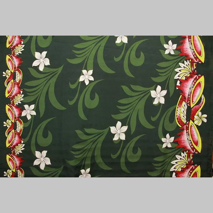 Kava Bowl Tiare Palm Leaves Double Border Fabric | Polyester