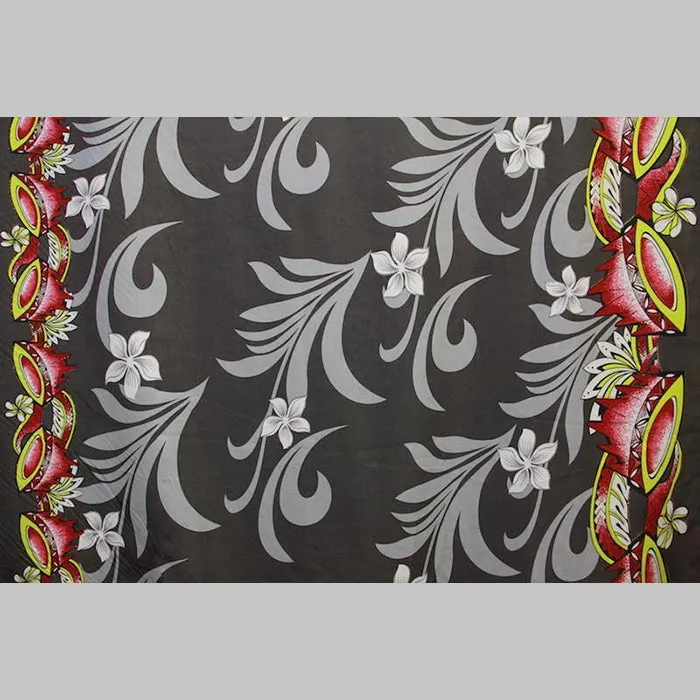 Kava Bowl Tiare Palm Leaves Double Border Fabric | Polyester