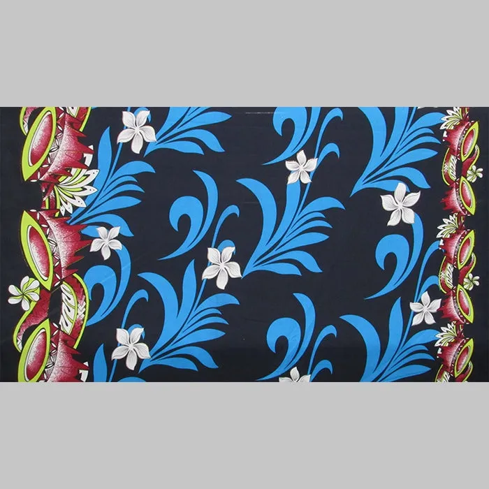 Kava Bowl Tiare Palm Leaves Double Border Fabric | Polyester