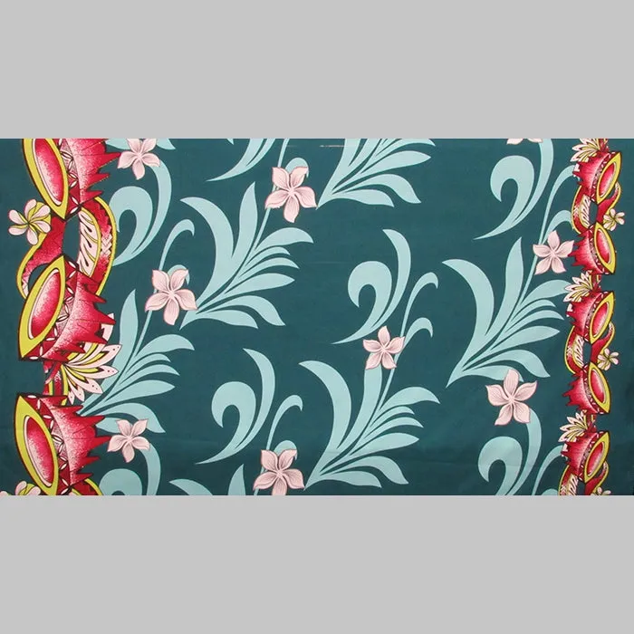 Kava Bowl Tiare Palm Leaves Double Border Fabric | Polyester