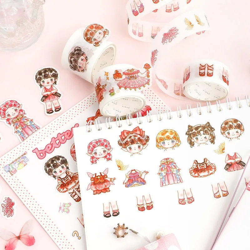 Kawaii Cartoon Dress Up Outfit Washi Tapes