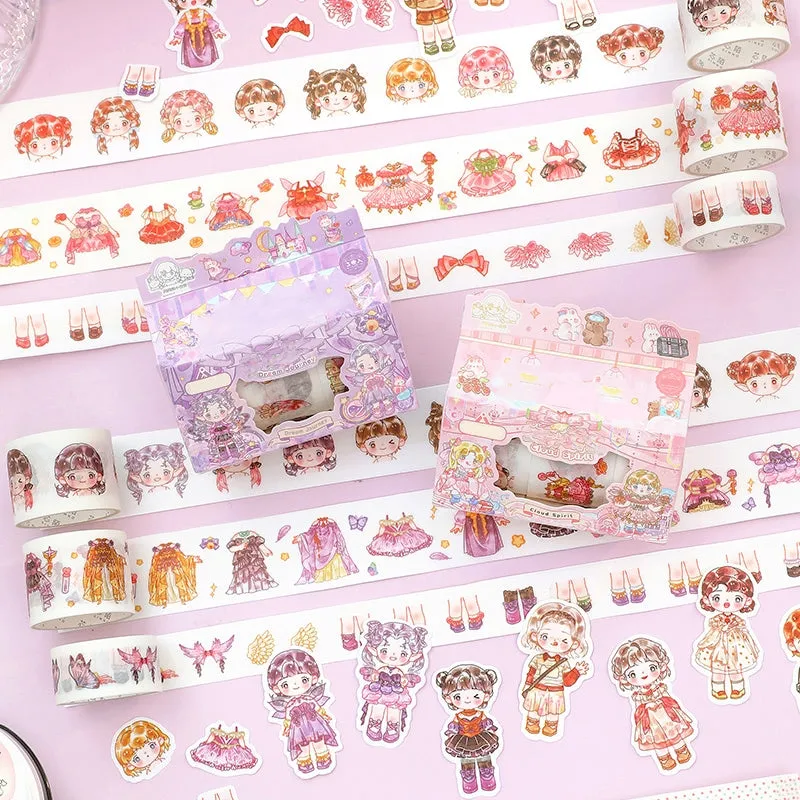 Kawaii Cartoon Dress Up Outfit Washi Tapes