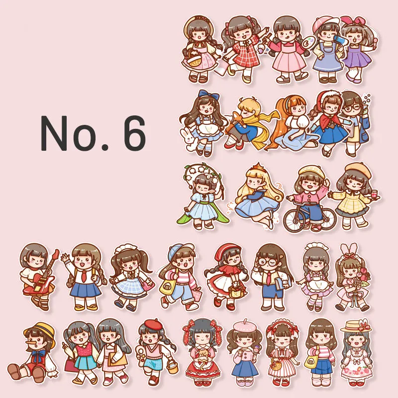 Kawaii Cartoon Girl Basic DIY Journal Sticker