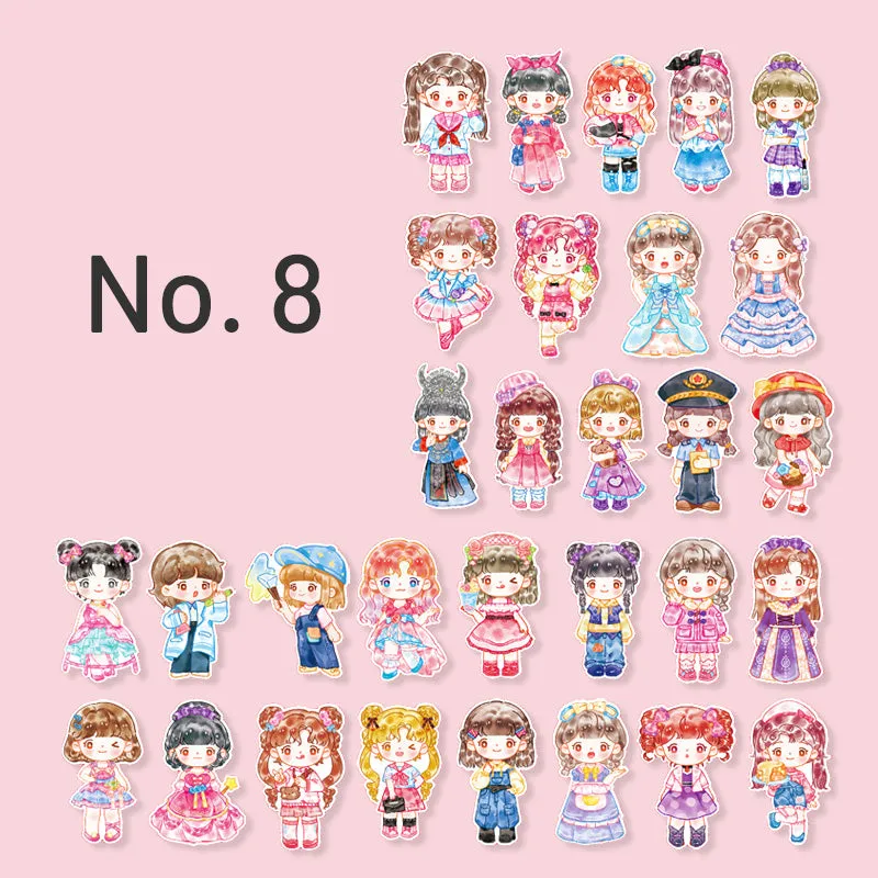 Kawaii Cartoon Girl Basic DIY Journal Sticker